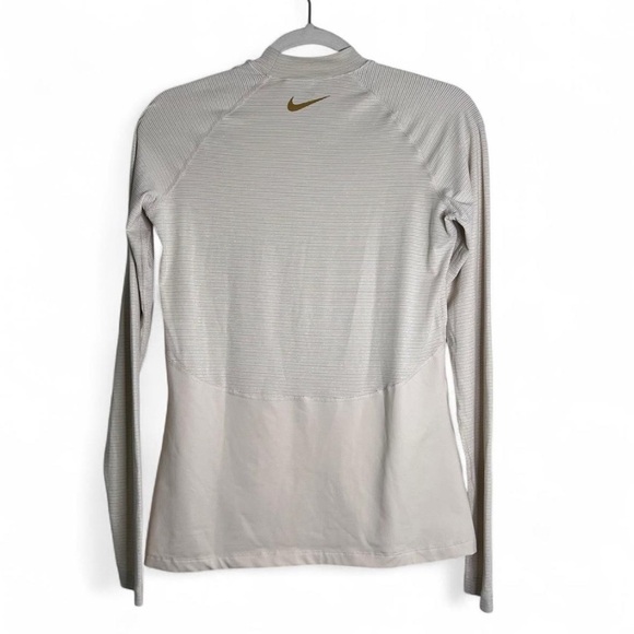 Nike Dri-Fit Cream Striped Athletic Top M | Moisture-Wicking Shirt - Picture 5 of 6